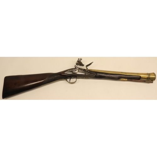 91 - Late 18th century flintlock cannon barrel blunderbuss, 14 3/4