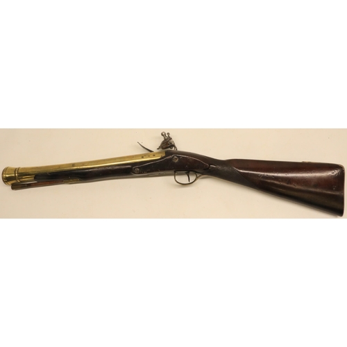 91 - Late 18th century flintlock cannon barrel blunderbuss, 14 3/4