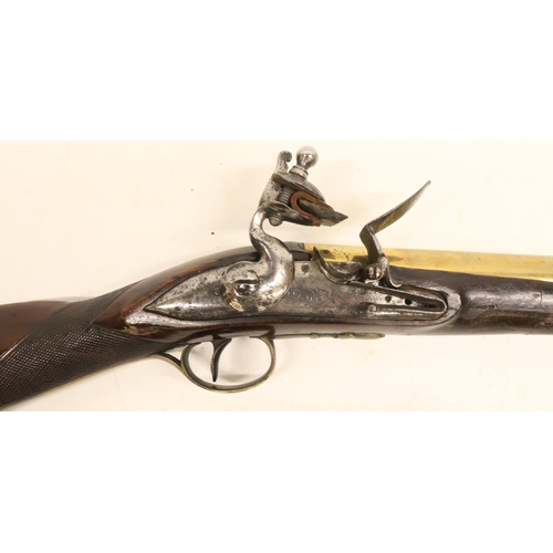 91 - Late 18th century flintlock cannon barrel blunderbuss, 14 3/4