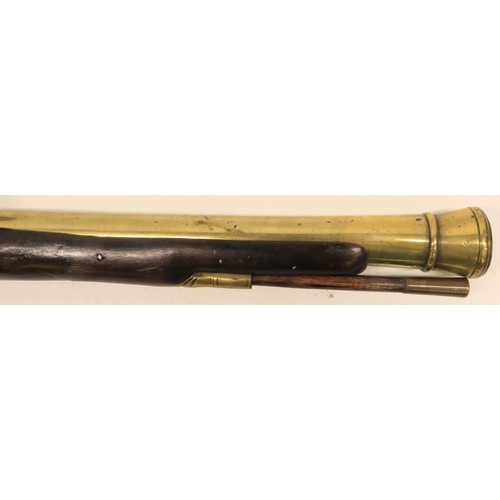 91 - Late 18th century flintlock cannon barrel blunderbuss, 14 3/4