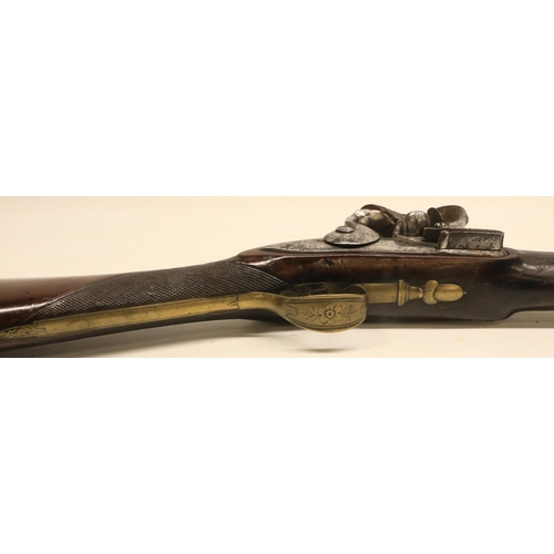 91 - Late 18th century flintlock cannon barrel blunderbuss, 14 3/4