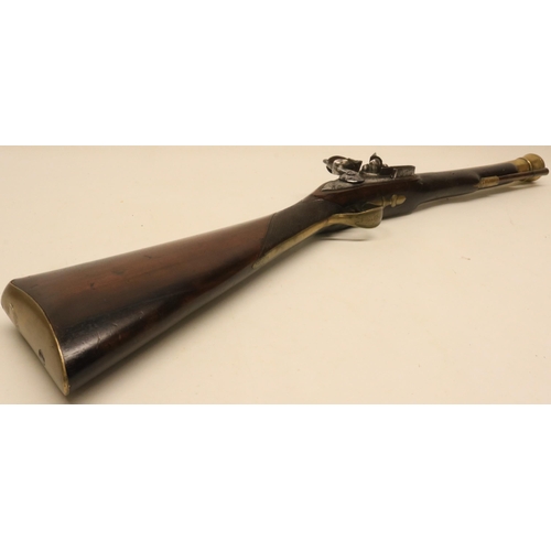 91 - Late 18th century flintlock cannon barrel blunderbuss, 14 3/4