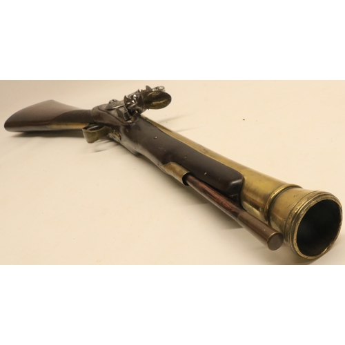 91 - Late 18th century flintlock cannon barrel blunderbuss, 14 3/4