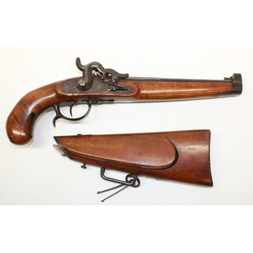 153 - 1855 pattern Prussian cavalry 20 bore percussion pistol/carbine, with removable shoulder stock, 11 1... 