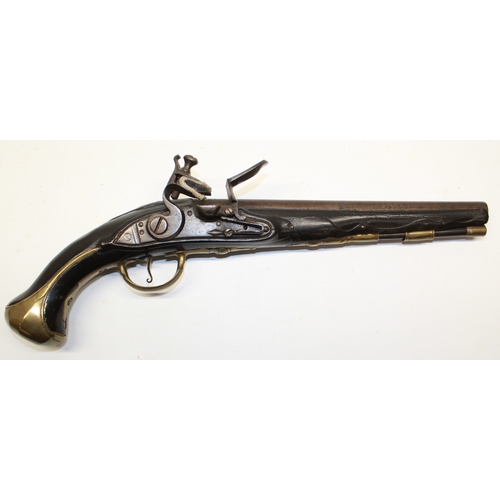 154 - 18th/19th century flintlock 14 bore holster pistol, 10.5