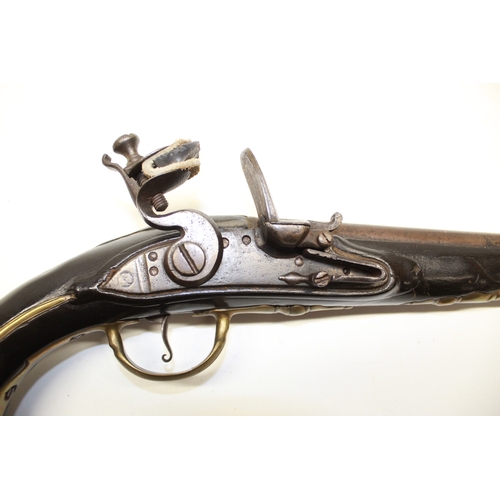 154 - 18th/19th century flintlock 14 bore holster pistol, 10.5