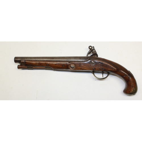 155 - Early 19th century flintlock 12 bore holster pistol, 9.5