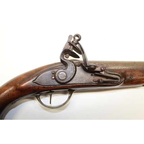 155 - Early 19th century flintlock 12 bore holster pistol, 9.5