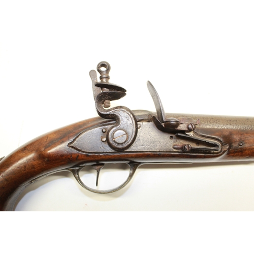 155 - Early 19th century flintlock 12 bore holster pistol, 9.5