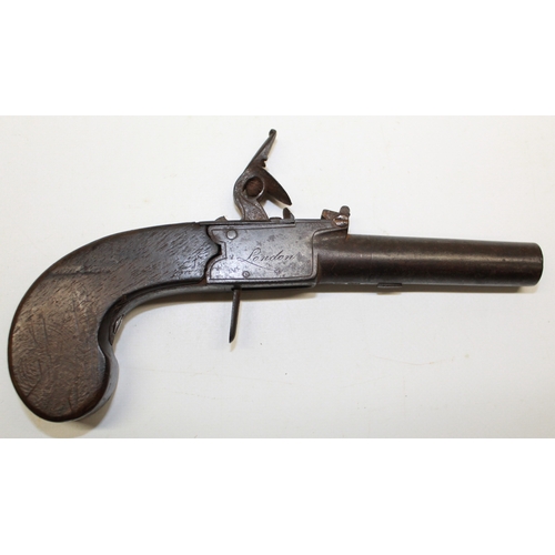 157 - Flintlock pocket pistol by Archer London, 2 1/2