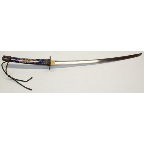 214 - Early 20th century Japanese blue ground cloisonne Katana sword, 27