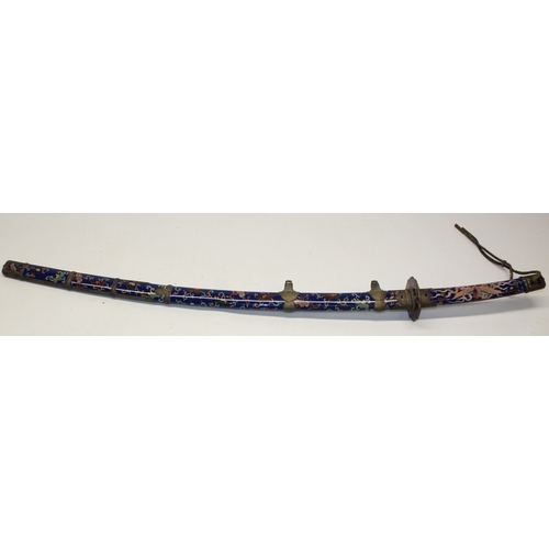 214 - Early 20th century Japanese blue ground cloisonne Katana sword, 27