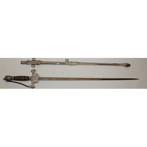 244 - Early 20th century American FCB lodge sword, named to 'W G Curtis, with gilt and etched detail to th... 