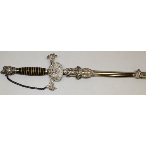 244 - Early 20th century American FCB lodge sword, named to 'W G Curtis, with gilt and etched detail to th... 