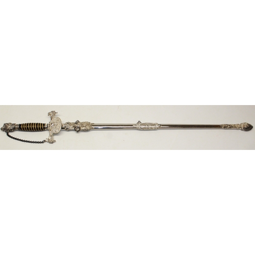 244 - Early 20th century American FCB lodge sword, named to 'W G Curtis, with gilt and etched detail to th... 