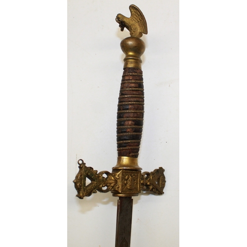 245 - Early 20th century American Masonic lodge sword, complete with scabbard and Eagle pommel