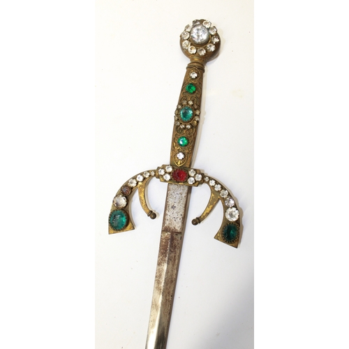 246 - Early 20th century decorative jewelled sword with scabbard, 97 cm overall