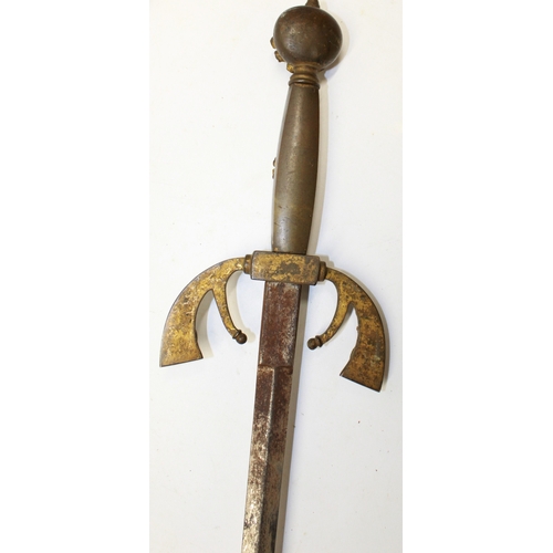 246 - Early 20th century decorative jewelled sword with scabbard, 97 cm overall