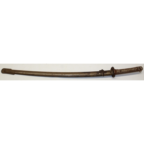 250 - WWII era Japanese NCO'S sword, cast aluminium grip with fastening lever and stamped markings, 27.5