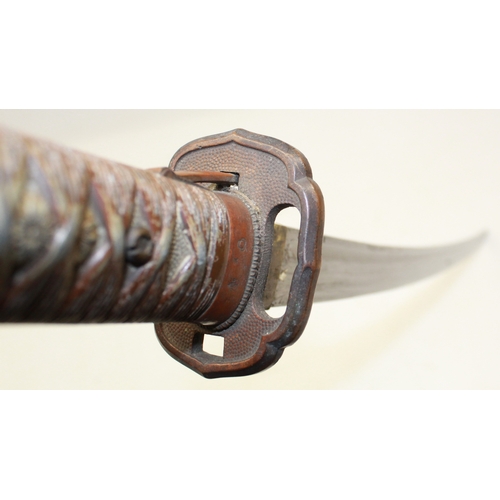 250 - WWII era Japanese NCO'S sword, cast aluminium grip with fastening lever and stamped markings, 27.5