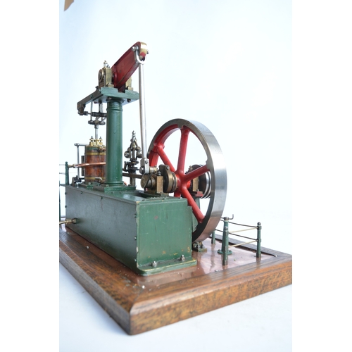 1001A - Live steam beam engine model on display base, model mostly scratch built from Stuart plans, works of... 