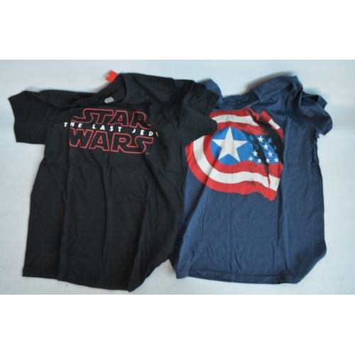 1400 - Large collection of Star Wars, Marvel and Madness themed T-shirts, most with attached tags and many ... 