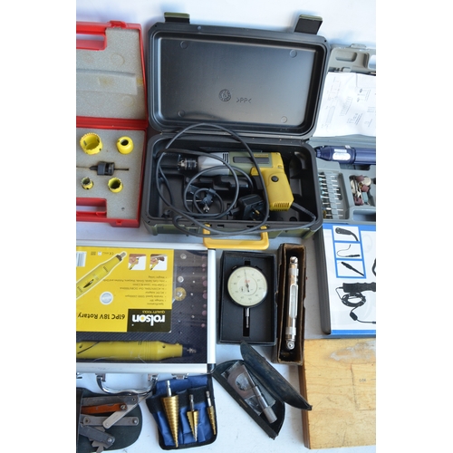 1413 - Collection of workshop tools to include Proxxon Colt 2 mini drill, Ryobi 4V drill, rotary tool from ... 