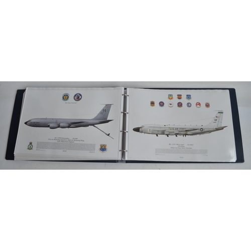 993 - A3 sized ring binder containing 47 USAF and US Navy aircraft prints, mostly Squadron Prints of many ... 