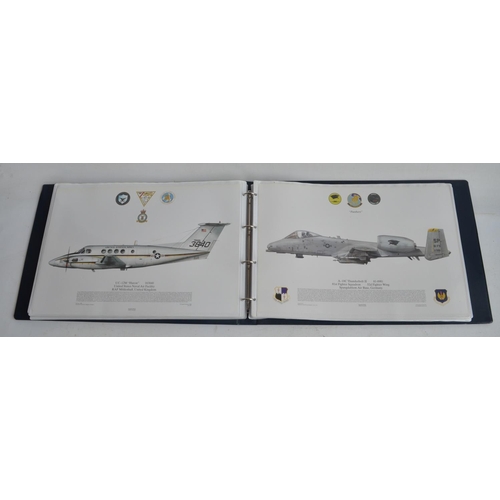 993 - A3 sized ring binder containing 47 USAF and US Navy aircraft prints, mostly Squadron Prints of many ... 