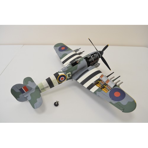 1283 - Built Airfix 1/24 scale Hawker Typhoon plastic model kit, mostly hand-painted finish, no engine cowl... 