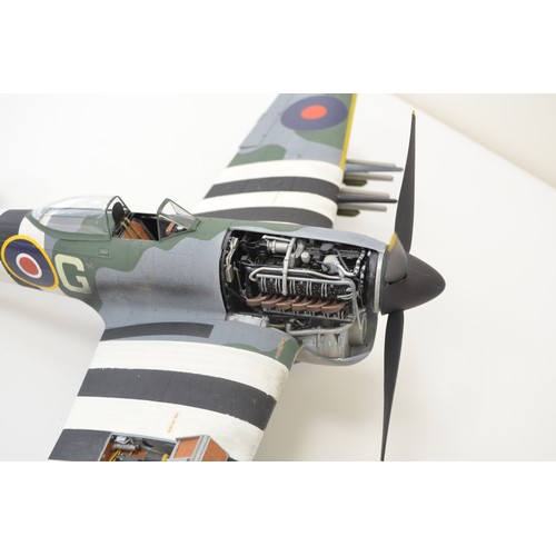 1283 - Built Airfix 1/24 scale Hawker Typhoon plastic model kit, mostly hand-painted finish, no engine cowl... 