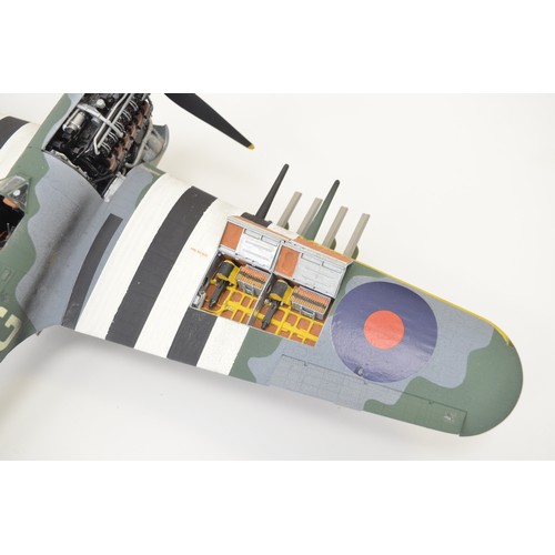 1283 - Built Airfix 1/24 scale Hawker Typhoon plastic model kit, mostly hand-painted finish, no engine cowl... 