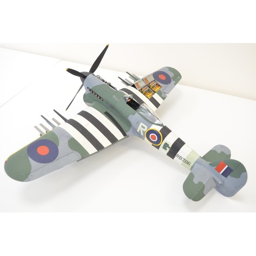 1283 - Built Airfix 1/24 scale Hawker Typhoon plastic model kit, mostly hand-painted finish, no engine cowl... 