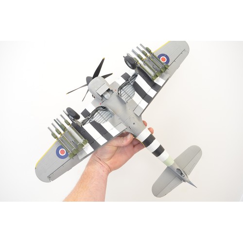 1283 - Built Airfix 1/24 scale Hawker Typhoon plastic model kit, mostly hand-painted finish, no engine cowl... 