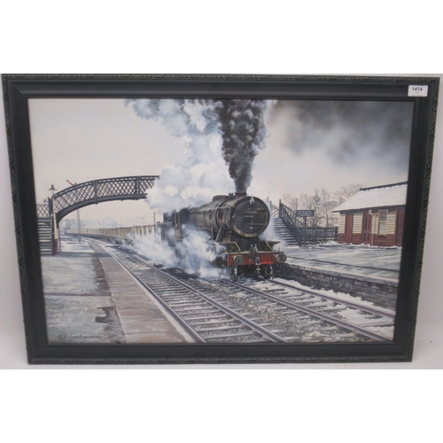 955 - Wilf Brewill, (British), BR 8F Class steam locomotive no. 90368 pulling coal wagons through a statio... 