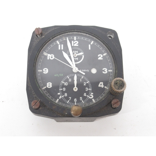 987 - Nero Lemania 8 day Time of Flight Type no. NL 6520 cockpit clock, signed black Arabic dial, am/pm di... 