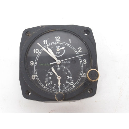 988 - Nero Lemania 8 day Time of Flight Type no. NL 6520 cockpit clock, signed black Arabic dial, am/pm di... 