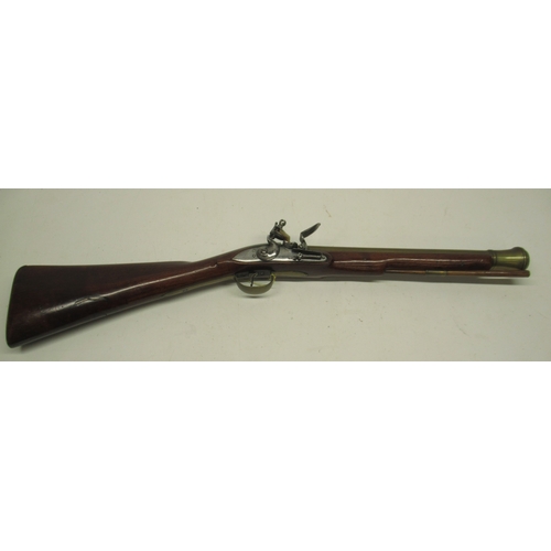 93 - Flintlock brass cannon barrel blunderbuss, 15.5