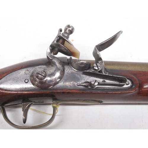 93 - Flintlock brass cannon barrel blunderbuss, 15.5