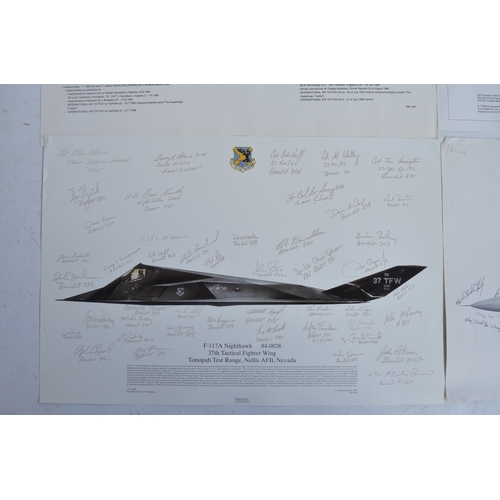 992 - Collection of military aircraft prints to include extensively signed Squadron Prints, Tornado's, F-1... 