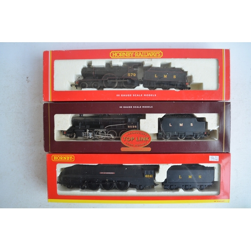 1037 - Three boxed Hornby OO gauge electric steam train models, all LMS black livery to include R2270 'Supe... 