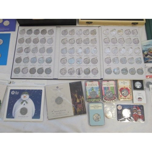 809 - WITHDRAWN - Large collection of commemorative and collectors 50ps to inc. partially filled 50p coin ... 