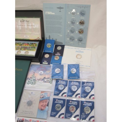 809 - WITHDRAWN - Large collection of commemorative and collectors 50ps to inc. partially filled 50p coin ... 