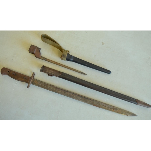 683 - British Army 1907 pattern and pigsticker bayonets, both with sheaths