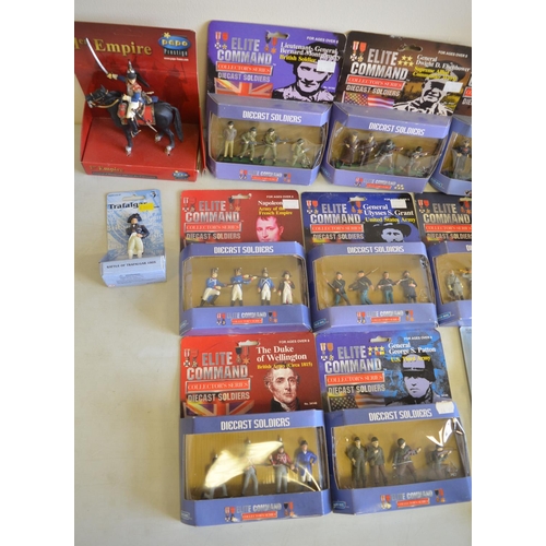 689 - Mixed collection of boxed military models to include 3x Forces Of Valor WWII sets, 8x Elite Command ... 