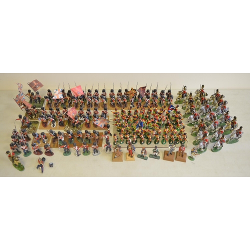 694 - Collection of mostly metal kit painted Napoleonic War era infantry and cavalry figures (scale approx... 