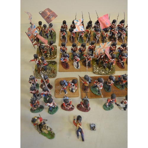 694 - Collection of mostly metal kit painted Napoleonic War era infantry and cavalry figures (scale approx... 