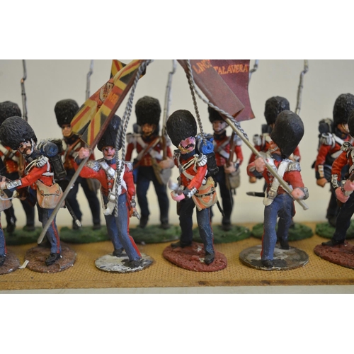 694 - Collection of mostly metal kit painted Napoleonic War era infantry and cavalry figures (scale approx... 