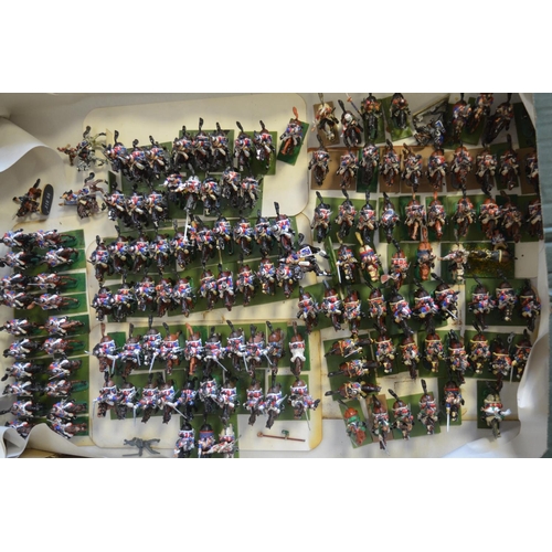 696 - Collection of metal (mostly) and plastic kit painted Napoleonic War era soldier figures including ga... 