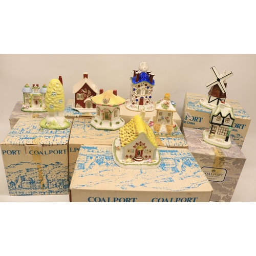 762 - Collection of boxed Coalport houses incl. 'Redhouse', H13cm; 'Belvedere', H16.5cm; 'The Windmill', H... 